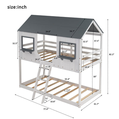 White Twin Over Twin Contemporary Bunk Bed - Bunk Beds