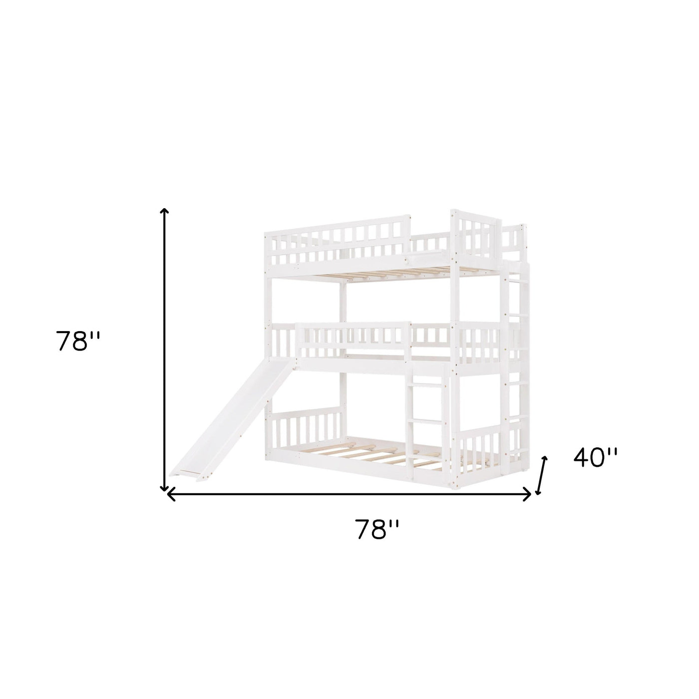 White Twin over Twin over Twin Contemporary Manufactured Wood and Solid Wood Bunk Bed - Bunk Beds