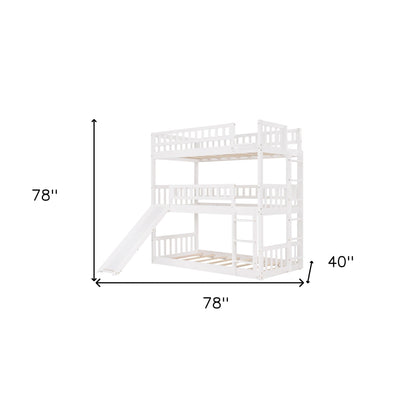 White Twin over Twin over Twin Contemporary Manufactured Wood and Solid Wood Bunk Bed - Bunk Beds