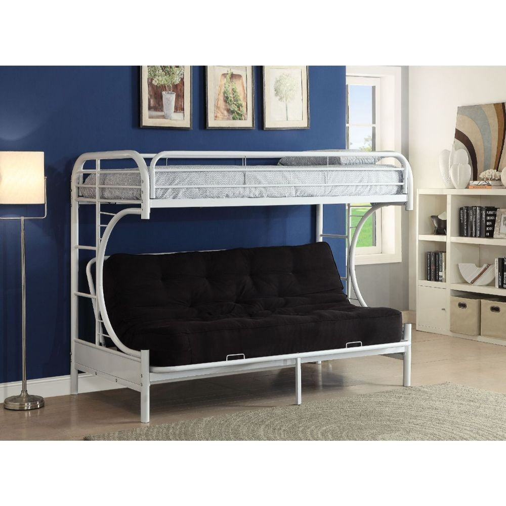 White Twin Over Full Futon Bunk Bed - Bunk Beds