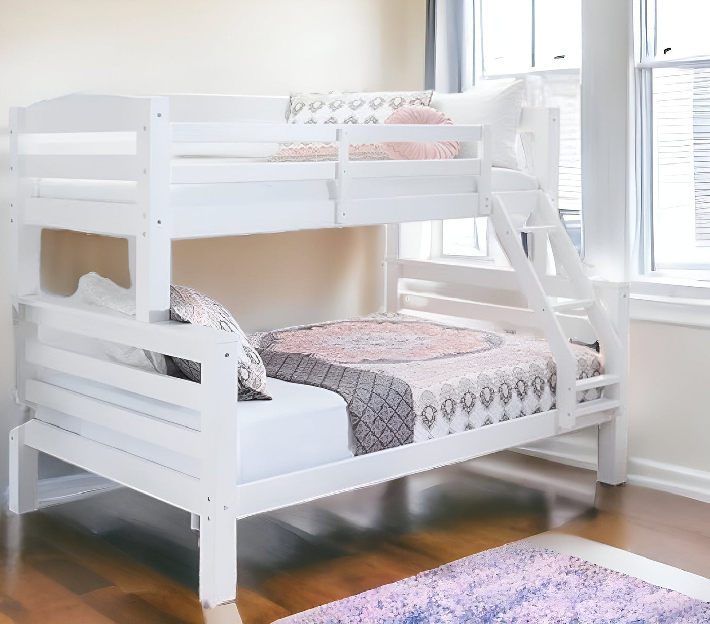 White Twin Over Full Size Bunk Bed - Bunk Beds