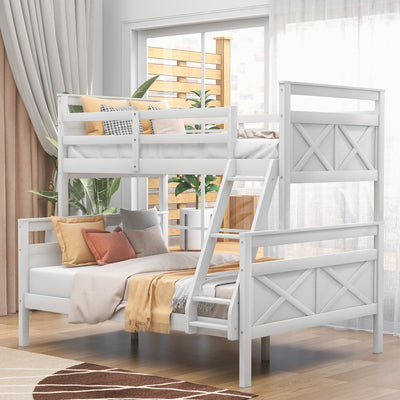 White Twin Over Full Size Bunk Bed - Bunk Beds