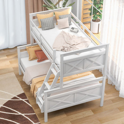 White Twin Over Full Size Bunk Bed - Bunk Beds