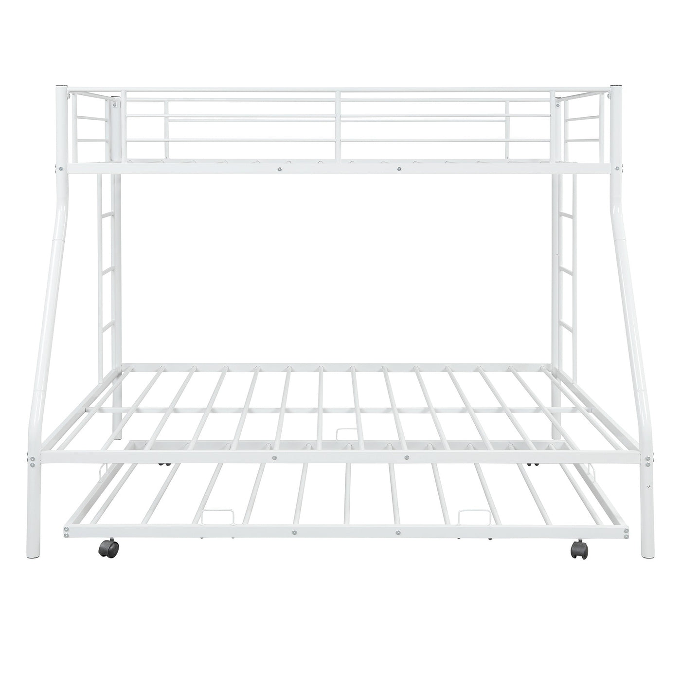 White Twin Over Full Size Bunk Bed with Trundle - Bunk Beds