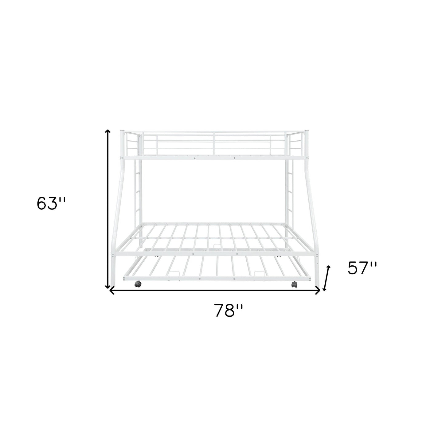 White Twin Over Full Size Bunk Bed with Trundle - Bunk Beds