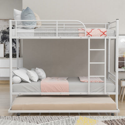 White Twin over Twin Traditional Steel Bunk Bed - Bunk Beds