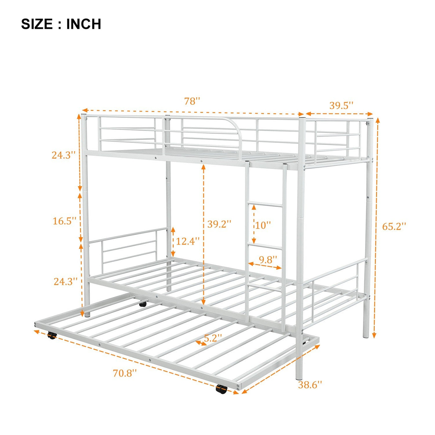 White Twin over Twin Traditional Steel Bunk Bed - Bunk Beds