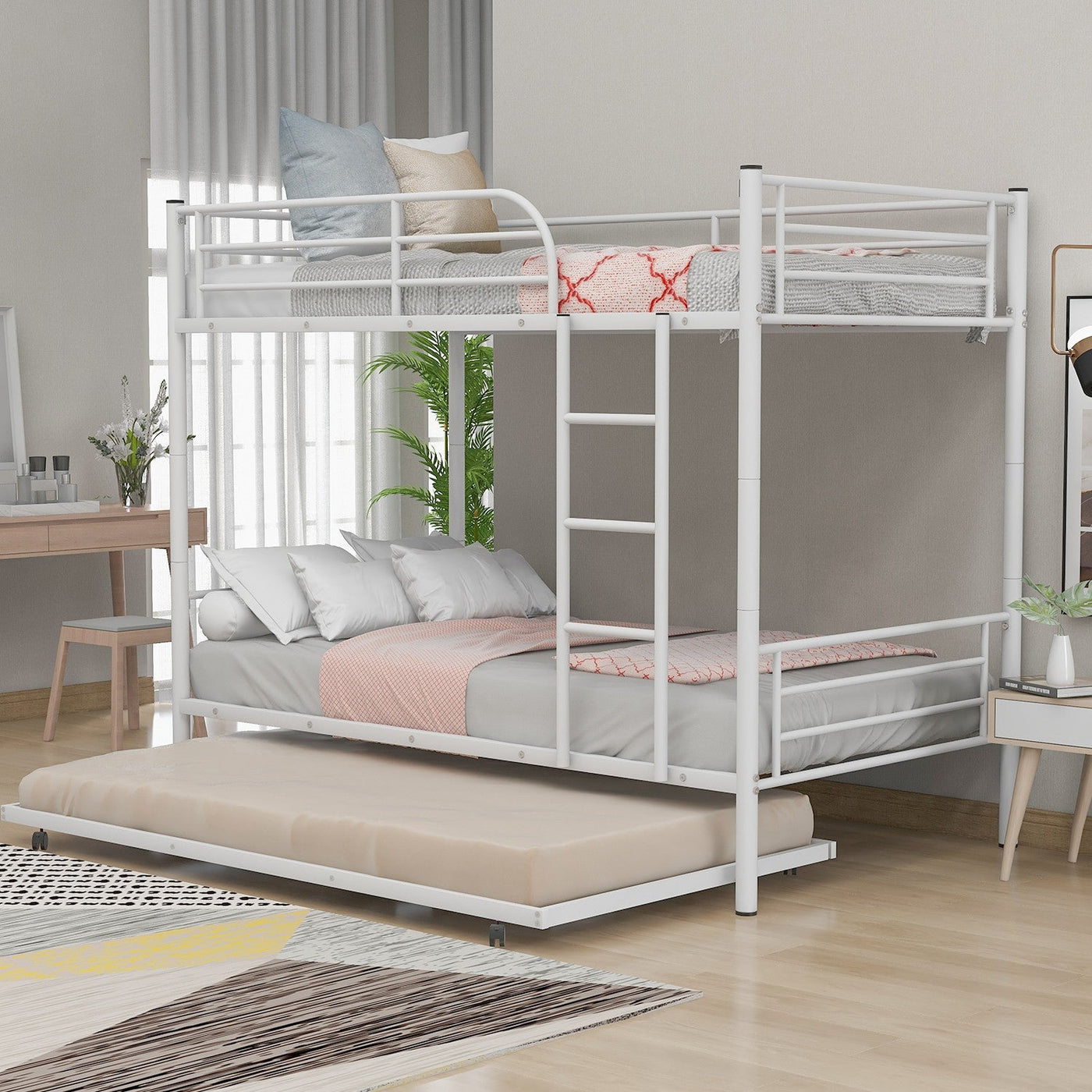 White Twin over Twin Traditional Steel Bunk Bed - Bunk Beds