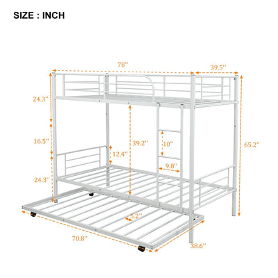 White Twin over Twin Traditional Steel Bunk Bed - Bunk Beds