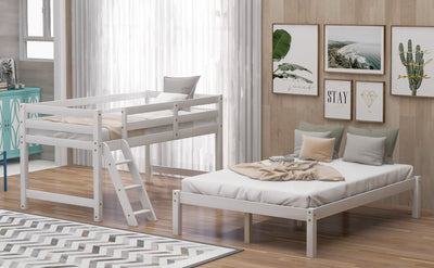 White Twin Size Full Size Bunk Bed - Bunk Beds