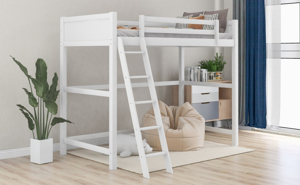 White Twin Size High Loft Bed - Loft Beds