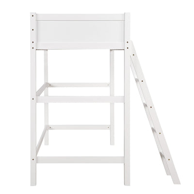 White Twin Size High Loft Bed - Loft Beds