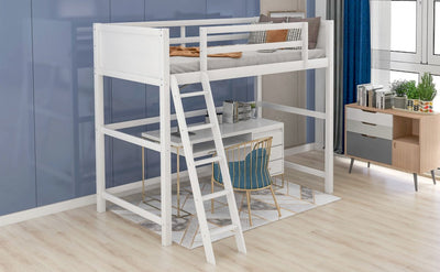 White Twin Size High Loft Bed - Loft Beds