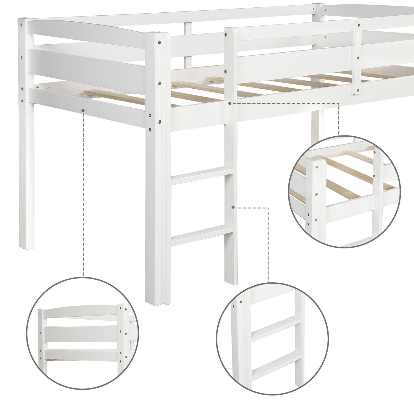 White Twin Size Lof Loft Bed - Loft Beds