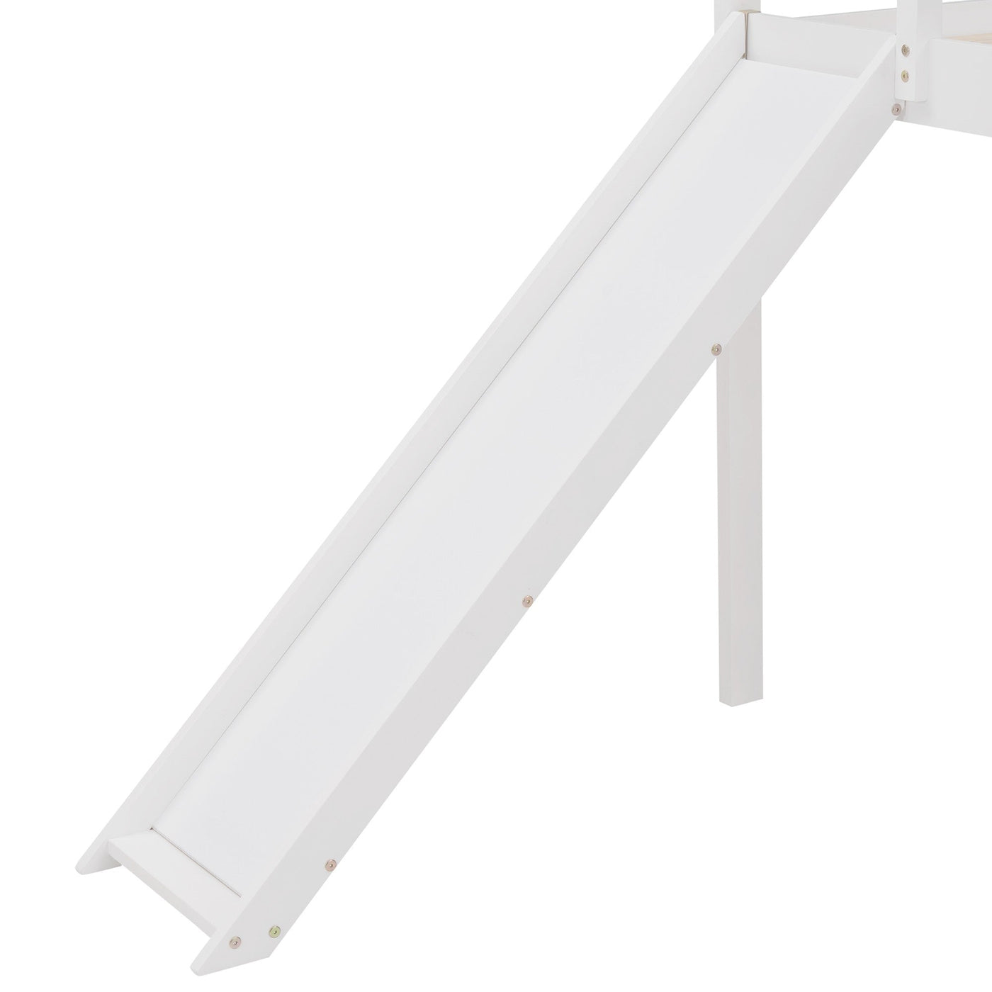 White Twin Size Slide House Loft Bed - Loft Beds