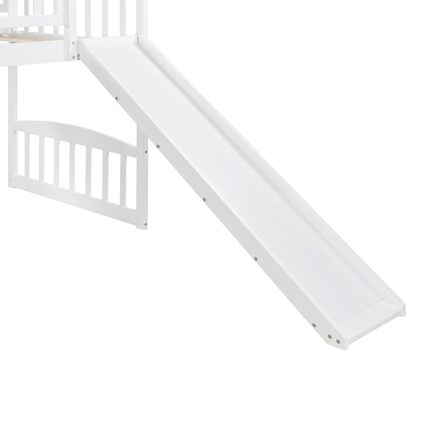 White Twin Traditional Manufactured Wood and Solid Wood Bunk Bed - Bunk Beds