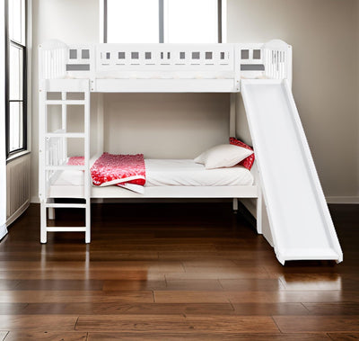 White Twin Traditional Manufactured Wood and Solid Wood Bunk Bed - Bunk Beds