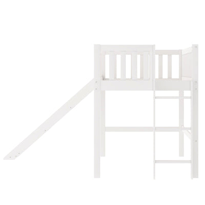 White Twin Traditional Manufactured Wood and Solid Wood Bunk Bed - Bunk Beds