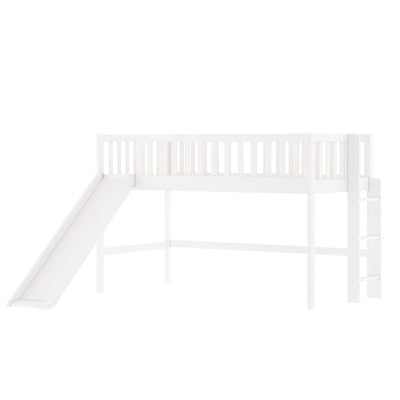 White Twin Traditional Manufactured Wood and Solid Wood Bunk Bed - Bunk Beds