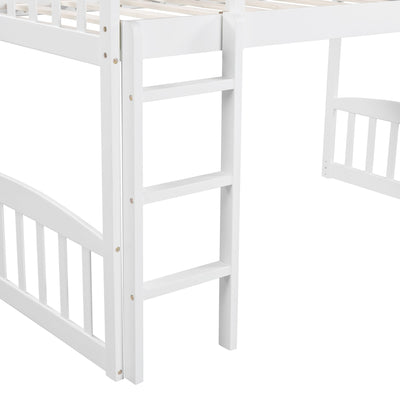 White Twin Traditional Manufactured Wood and Solid Wood Bunk Bed - Bunk Beds