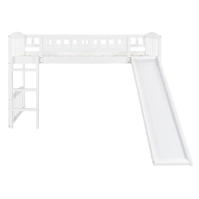 White Twin Traditional Manufactured Wood and Solid Wood Bunk Bed - Bunk Beds