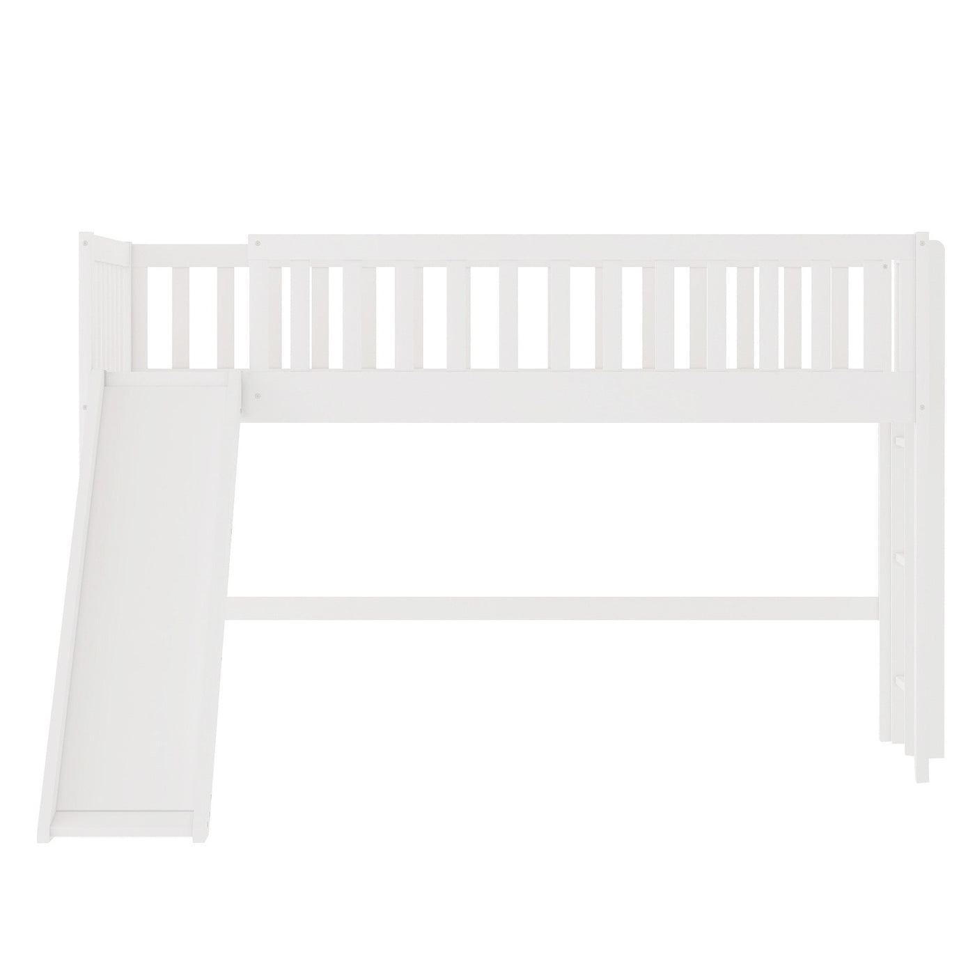 White Twin Traditional Manufactured Wood and Solid Wood Bunk Bed - Bunk Beds