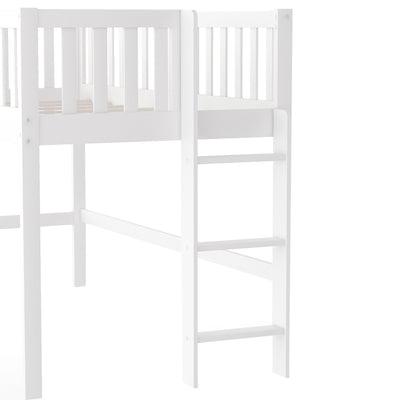 White Twin Traditional Manufactured Wood and Solid Wood Bunk Bed - Bunk Beds