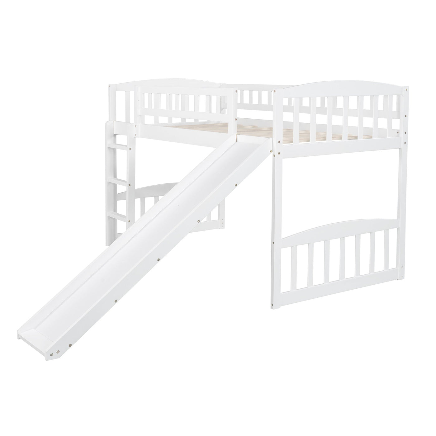 White Twin Traditional Manufactured Wood and Solid Wood Bunk Bed - Bunk Beds