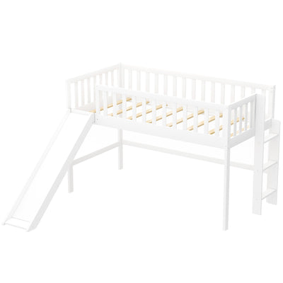 White Twin Traditional Manufactured Wood and Solid Wood Bunk Bed - Bunk Beds