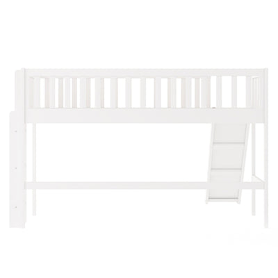 White Twin Traditional Manufactured Wood and Solid Wood Bunk Bed - Bunk Beds