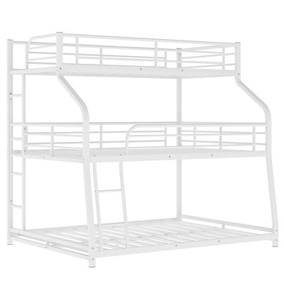 White Twin XL over Full XL over Queen Size Bunk Bed - Bunk Beds