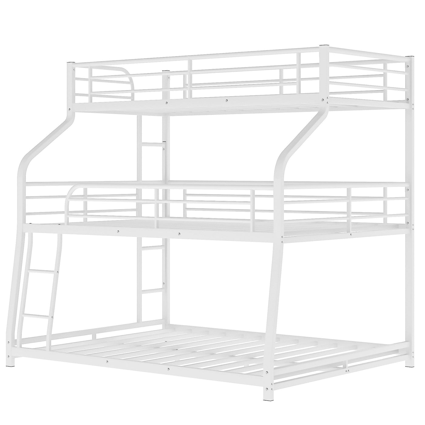 White Twin XL over Full XL over Queen Size Bunk Bed - Bunk Beds