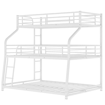 White Twin XL over Full XL over Queen Size Bunk Bed - Bunk Beds