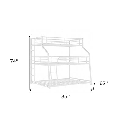 White Twin XL over Full XL over Queen Size Bunk Bed - Bunk Beds