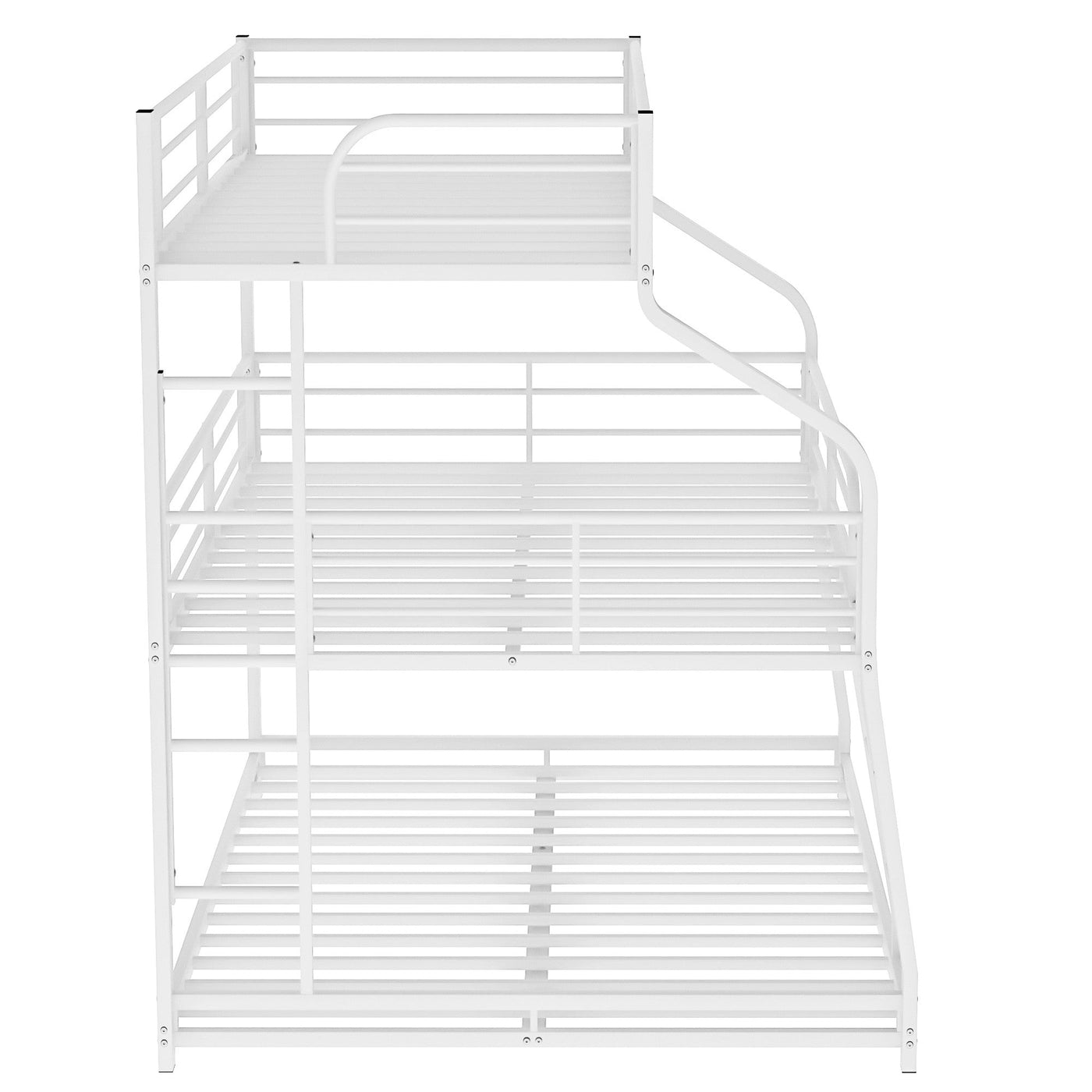 White Twin XL over Full XL over Queen Size Bunk Bed - Bunk Beds