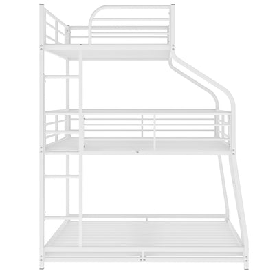 White Twin XL over Full XL over Queen Size Bunk Bed - Bunk Beds