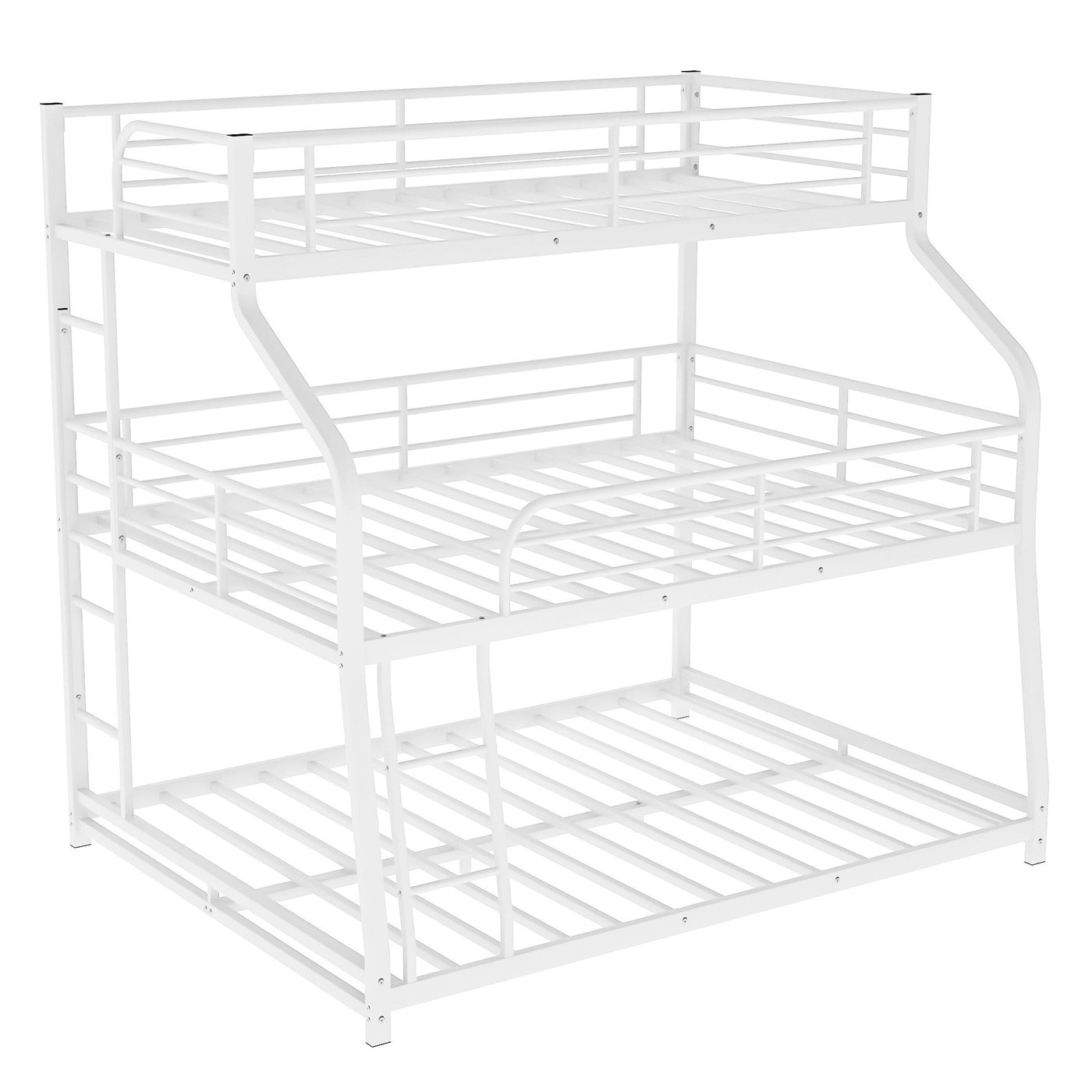 White Twin XL over Full XL over Queen Size Bunk Bed - Bunk Beds