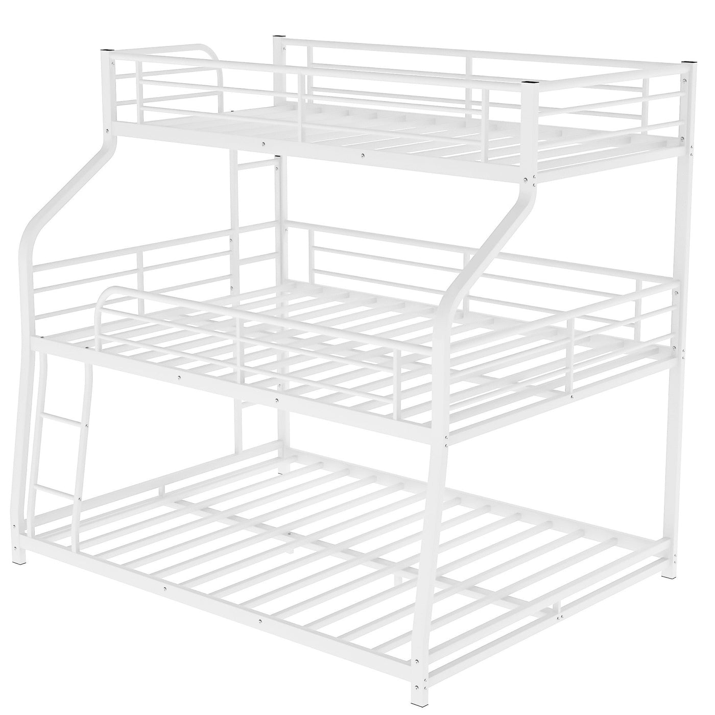 White Twin XL over Full XL over Queen Size Bunk Bed - Bunk Beds