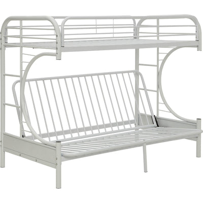 White Twin XL Over Queen Futon Bunk Bed - Bunk Beds