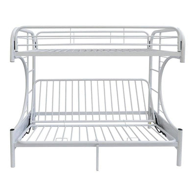 White Twin XL Over Queen Futon Bunk Bed - Bunk Beds