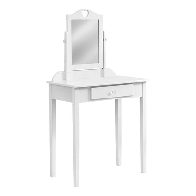 White Vanity Mirror And Storage Drawer - Vanity Tables