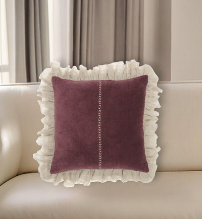 Wide Tasseled Marble Maroon Throw Pillow - Accent Throw Pillows