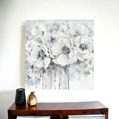 Winter Blues Flower Unframed Print Wall Art - Wall Art