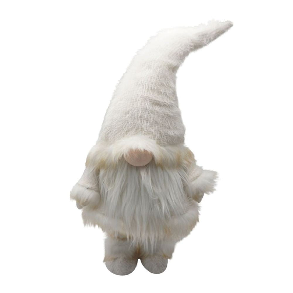 Winter White Chic Fabric Gnome - Sculptures