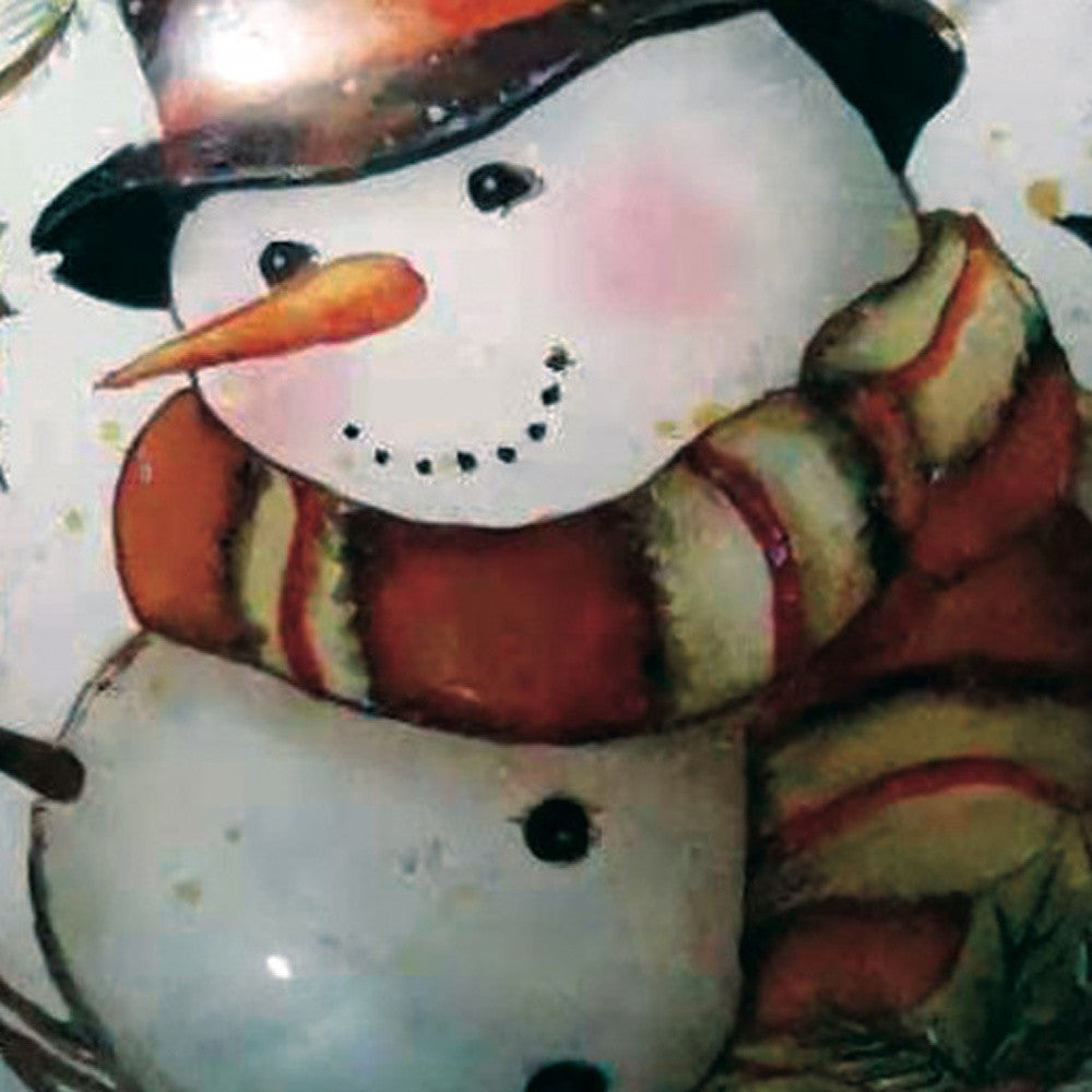 Winter Wreath Forest Snowman Hand Painted Mouth Blown Glass Ornament - Christmas Ornaments