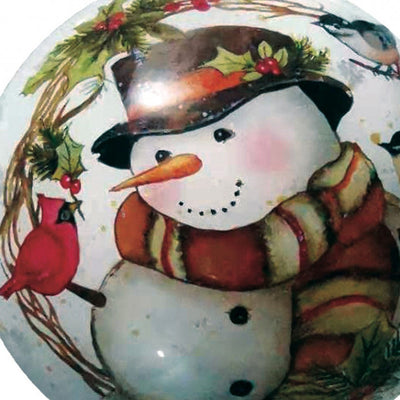 Winter Wreath Forest Snowman Hand Painted Mouth Blown Glass Ornament - Christmas Ornaments