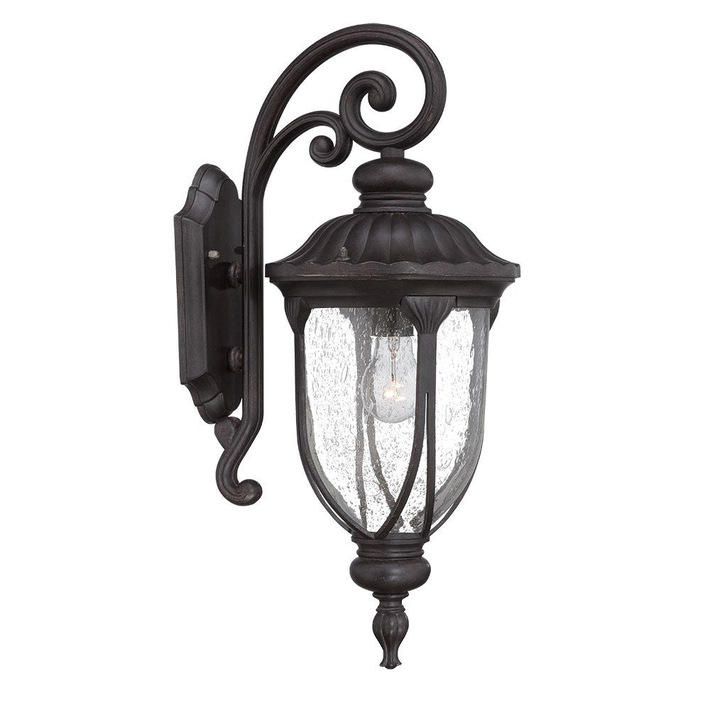 XL Black Cast Aluminum Glass Lantern Wall Sconce - Wall Lighting