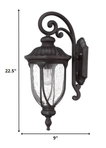 XL Black Cast Aluminum Glass Lantern Wall Sconce - Wall Lighting