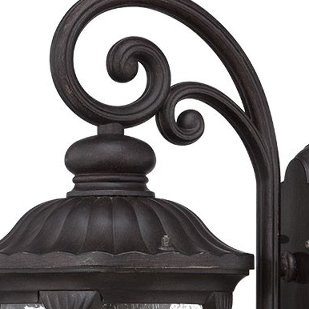 XL Black Cast Aluminum Glass Lantern Wall Sconce - Wall Lighting