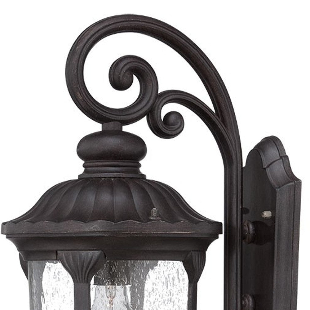 XL Black Cast Aluminum Glass Lantern Wall Sconce - Wall Lighting